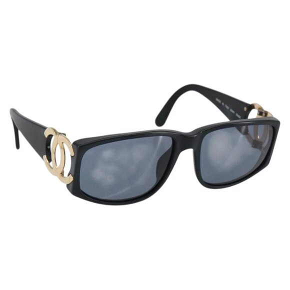 CHANEL COCO Mark Sunglasses Plastic Black CC Auth 143837 - Picture 1 of 11